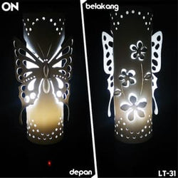 Lampu Tidur Tabung - Motif Timbul Kupu-Kupu Cantik