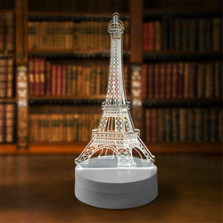 Lampu Tidur Hias LED 3D Transparan - Desain Eiffel Tower