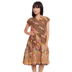 MAISIE DRESS BATIK - GAUN WANITA COKLAT