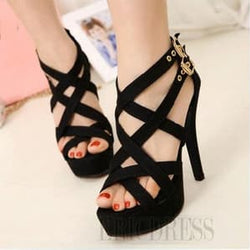 High Heels Wanita Hitam Tali