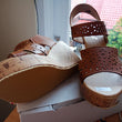 Sandal Wedges Wanita Laser Coklat