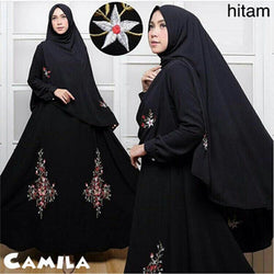 Gamis Camelia Syari Bordir Bunga 2in1