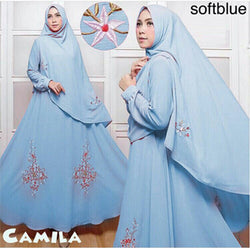 Gamis Camelia Syari Bordir Bunga 2in1