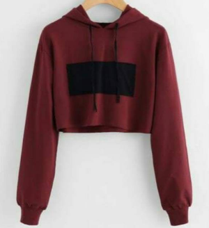 Sweater Wanita Hoodie Crop Basic