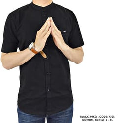 KEMEJA KOKO POLOS PRIA - Hitam
