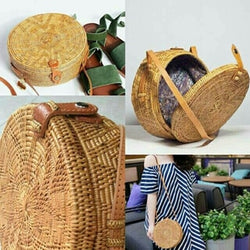 TAS ROTAN BALI BULAT 15CM